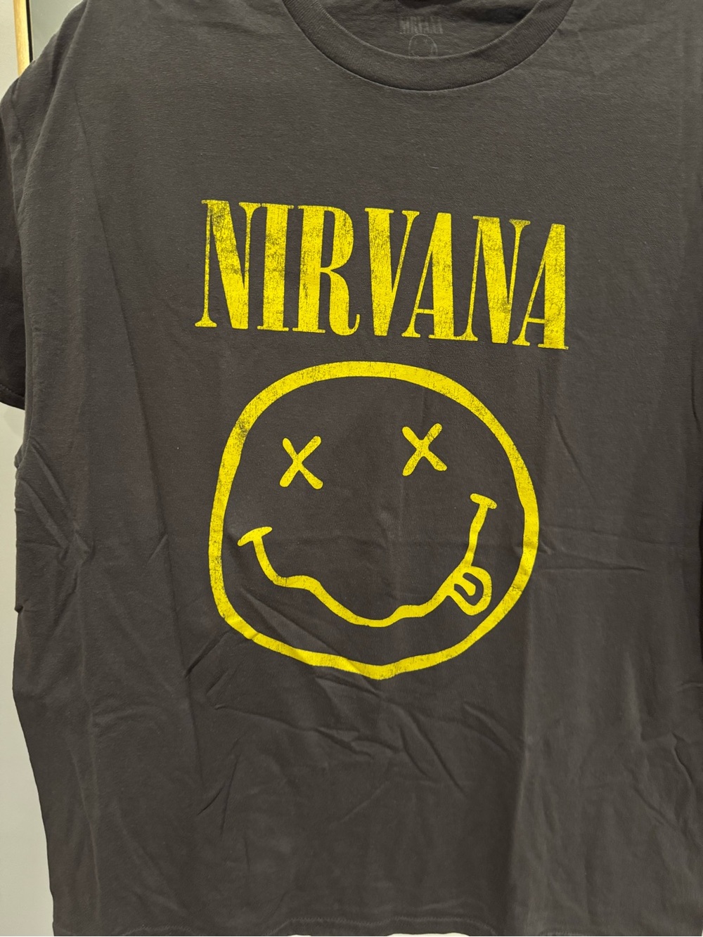NIRVANA Black Tee with Yellow Smiley Logo